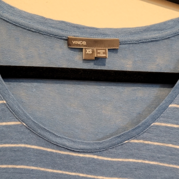 Vince womens boyfriend oversize sweater in blue and white stripe linen xs - Picture 5 of 7